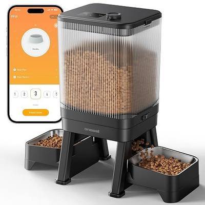 oneisall Automatic Cat Feeder for 2 Cats, 5GHz & 2.4GHz WiFi Cat Feeder with App Control, 7L/32-Cup Timed Food Dispenser with Portion Control, Dual Stainless Steel Bowls