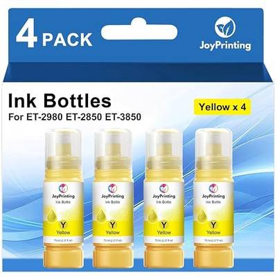 Yellow Ink Refill Bottles Work with ET-2980 ET-2850 ET-3850 ET-3950 ET-4950 | ET-4850 ET-15000 ET-4760 ET-3760 ET-2760 ET-4750 ET-2750 (70ml, 4 x Yellow)