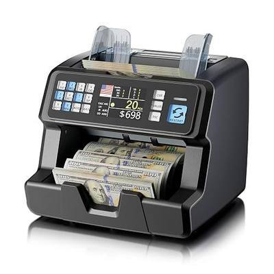 Aneken Money Counter with Value Count for USD/EUR/CAD, UV/MG/IR/DD/MT Counterfeit Detection, Top-Loading Bill Counter, 3.5" TFT Display, Batch & Add Functions, 3 Speeds, Up to 1,500 Notes/Min