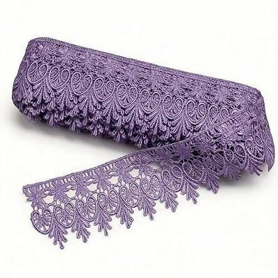 15 Yards Floral Lace Trim, 8.5CM Wide Lace Ribbon, Embroidered Ribbon Floral Edge Trim for Sewing Crafts, Gift Wrapping and Wedding Decor (Light Purple)