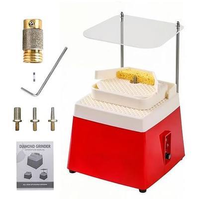 Dual-Layer Portable Stained Glass Grinder with 4-Size Diamond Grinding Bits | Upgraded Stackable Workbench Water Self-feeding Dual Mode Glass Making Tools Versatile Game Changer 4200RPM 110V 65W Red