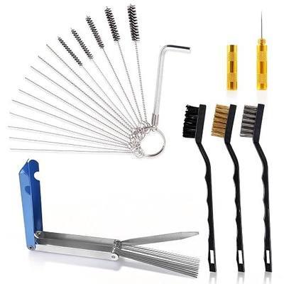 Premium Carburetor Cleaning Kit, Stainless Steel Torch Tip Cleaner | 13 Wires, 10 Needles, 5 Nylon Brushes, 3 Large Brushes, Pick & Wrench Set for Motorcycle ATV Lawn Mower Small Engine