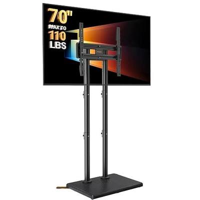 Perlegear Floor TV Stand with Mount for Living Room with Wood Base, PGFS09&PGFS12 (Fit 32-70 inch TVs)
