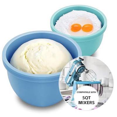Upgraded Silicone Bowl Liner for 5 Qt Stand Mixers –2 Liners with Lids – Leak-Proof, 4000ml Capacity, Air Vent Valve, Non-Stick & Easy to Clean(Blue+Green)