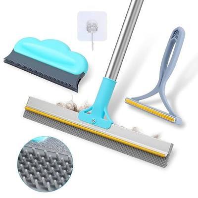 3PCS Carpet Rake for Pet Hair Removal, 54” Adjustable Long Handle, Dual-Sided Metal & Silicone Head,Reusable Pet Hair Remover Scraper Rake Carpet,Dog Hair Broom for Rugs,Mats,Couch and Furniture.