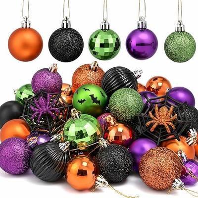 Valery Madelyn 64ct Halloween Ornaments Shatterproof Tree Decoration Indoor | Orange Purple Green Black Vintage Variety Hanging Ball Ornaments Set for Tree, Cute Holiday Party Home Decor