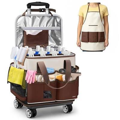 Ytonet Large Cleaning Caddy with 4 Spinner Wheels, Wearable Rolling Cleaning Caddy Bag with Cleaning Apron, Detachable Trolley Portable Cleaning Supplies Organizer Cart for Housekeepers, Car, Tool