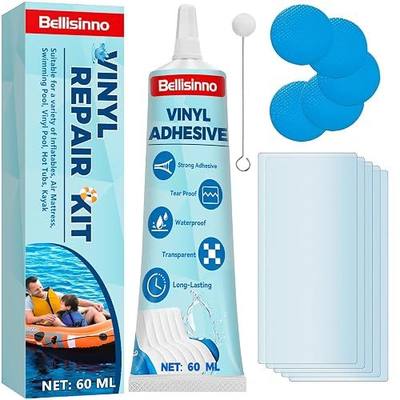 Bellisinno Vinyl Repair Kit, Waterproof and Transparent PVC Glue, Air Mattress Repair Patch Kit for Hot Tubs, Inflatables, PVC, ABS, EVA and Rubber Materials, 60ml