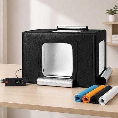Bi-Color Konseen Photo Light Box Photography 24x16x16in Studio for Photos | Led Light Box,3200k-6500k Dimmable 2 Led Bars,5-Side Openings And 4 Pvc Backdrops For Product Photos,Jewelry And Live Selling