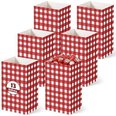 Tinlade 6 Pack Disposable Trash Cans for Parties 13 Gallon Pop up Trash Cans Large Collapsible Garbage Bins Thick Foldable Recycling Bin for Wedding Camping Picnic BBQ Party, Red and White Gingham