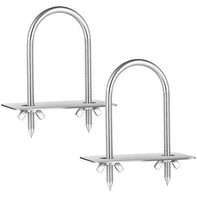 2 Pack 5.5 Inch Long 2 Inch Wide Stainless Steel Rotisserie Fork U Bolt Adjustable Spit Rod for Pig Spine Prevent Flopping Meat Trussing Rotisserie Part for Whole BBQ Hog Lamb Turkey