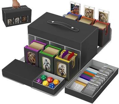 Cortile MTG Commander Deck Box,6-deck Modular Card Case and 2 Dice Trays,Removable MTG Deck Box Holds 780+ Double-Sleeved Cards,Ergonomic Handle and 35PT Magnetic Holders for TCG/EDH, Multicolour