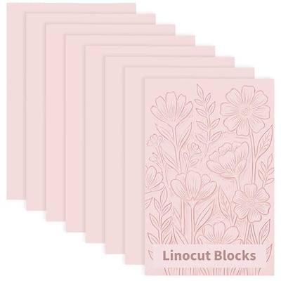 8 Pack Pale Pink Linoleum Blocks 4 x 6 in for Printmaking | Soft Rubber, Easy To Carve, for Stamps, Cards, Bookmarks, Beginner And Pro Use