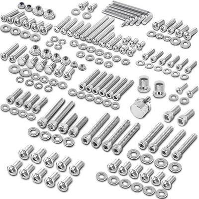 170PCS Motorcycle Bodywork Screws Stainless Steel Fairing Bolt Kit Grade 1/4"-20 3/8-16" 5/16-18" Wrench Washers Mounting Kits Accessory for Harley Touring 2014-Later