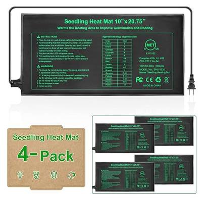 GOLOPET Seedling Heat Mat 4 Pack Dual Certified by MET and UL Plant Heating Mat Pad with Power Failure Protection Thermostatic Waterproof Suitable for Seedlings