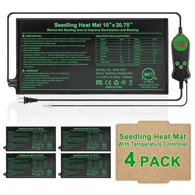 Seedling Heat Mat with Thermostat Pack of 4, Dual Certified by MET and UL Plant Heating Mat Pad Equipped with A Temperature Probe, It Automatically Maintains A Constant Temperature