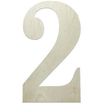 17 Inch Large Wooden Numbers, Unfinished Wood Number 2 for Home Wall Decor | Big Wood Paintable Number for DIY Crafts, 1/4 Inch Thick Large Wood Numbers for Birthday, Wedding, Party, Wall Decorations