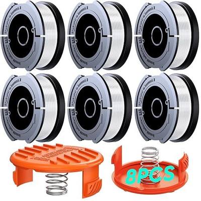 YWTESCH 8 Pack Weed Eater String Compatible with Black and Decker Weed Wacker, 180ft 0.065" Automatic Feed Trimmer Line AF-100 Replacement Spool Fit for Black+Decker (6 Spool,2 Cap,2 Spring)