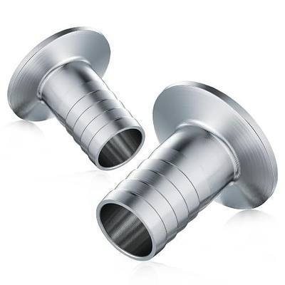 2 Pack 1.5" Tri Clamp to 1-1/2" Hose Barbed Adapter 304 Stainless Steel Sanitary Hose Pipe Fitting (1-1/2 Inch Barb Hose)