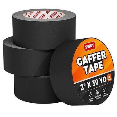 SWRT Gaffers Tape, 11 Mil Industrial Grade Gaffer Tape, 2’’ x 30 Yards, 4 Pack, Reinforced Adhesion, Easily Remove No Residue, Professional Matte Finish No Reflection, Black, 120 Yards in Total