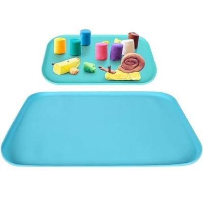 2 Pack Silicone Art Mats for Kids, 24 & 17 Inch Large Silicone Mat with Raised Lip, Rollable Washable Craft Mats for Playdough, Painting, Puzzles, Lego, Bead, Resin, Blue Mint