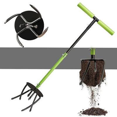 Hand Tiller Cultivator, Manual Twist Tiller with Sharp Arrow Tines, Extra-Wide Foot Plate Tills Effortlessly, Manual Tiller for Gardening, Soil Loosening, Flower Beds & Raised Beds