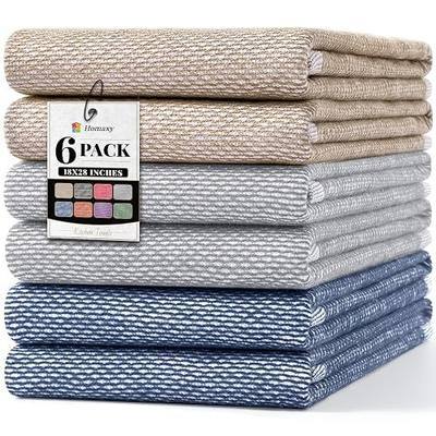 Homaxy 380 GSM Yarn Dyed Kitchen Towels 18"x28", 6 Pack, Multicolor | Premium Large 100% Cotton Dish Towels, Highly Absorben Kitchen Hand Towels, Soft Utility Tea Towel Set with Hanging Loop
