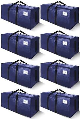 SWEET DOLPHIN 8 Pack 200LB Heavy-Duty Moving Bags with Wrap-Around Handles, Extra Large Storage Totes for Space Saving, Clothes Storage Bags, College Dorm Essentials, Blue, 24 Gal