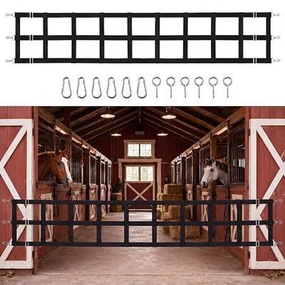 Zonon 10' x 20'' Polyester Stall Guards for Horses with Adjustable Straps and Hardware, Black Stall Gate with 6 Nails and 6 Hooks for Stables, Barns, Breeding Farms, Fences to Keep Horse Securely