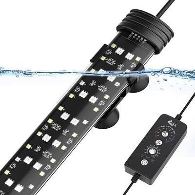 AQQA Submersible LED Aquarium Light, 24/7 Mode Full Spectrum Fish Tank Light, 4 Rows Beads with 9 Colors Choice, IP68 Waterproof Aquarium Plant Light, Adjustable Brightness Timer, 7 Adjustable Angle