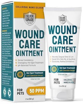 SILVER GRADE Dog Wound Care Ointment with Silver & Calendula for Scratches, Irritations, Bites – Feline & Canine Hot Spots Treatment in a Gel Form – Wound Antibiotic Ointment for Dogs & Cats – 2 Oz
