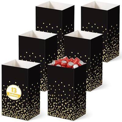 Tinlade 6 Pack 13 Gallon Pop up Trash Cans Black and Gold Disposable Garbage Cans for Party Large Waterproof Trash Can Foldable Bins for Graduation Prom Birthday Anniversary Party Gathering