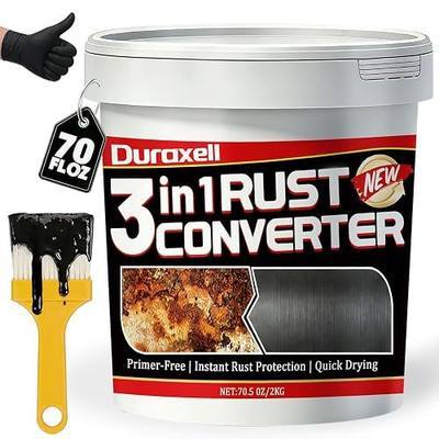 Rust Converter Paint for Metal, 3-in-1 Rust Converter & Metal Primer, Paint Directly Over Rust, Black Rust Inhibitor for Automotive Frame, Trailer & Fence, Heat & UV Resistant – 70 oz