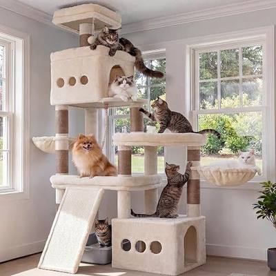 Heybly Cat Tree, 72.4-Inch Anti-Tip Cat Tower for Large Cats, All-in-One Cat Furniture with Spacious Perches, Multiple Interactive Areas, Extra-Large Sisal Scratching Board, Beige HCT060MJ