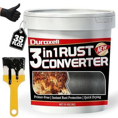 Rust Converter Paint for Metal, 3-in-1 Rust Reformer & Metal Primer, Paint Over Rust Metal, Anti-Rust Paint for Metal Fence, Trailer Frame, Automotive Parts, Black Rust Stop Coating – 35 oz