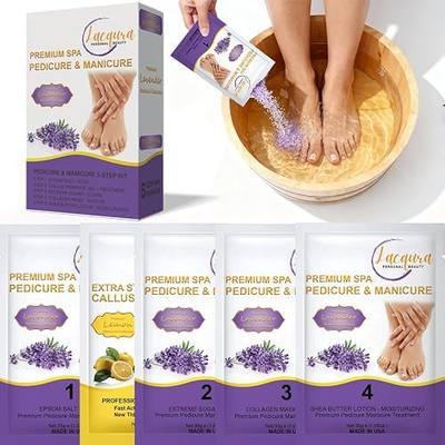 Deluxe Pedicure Kit 5 Step Spa Set – Epsom Salt Soak, Callus Remover Gel, Sugar Scrub, Collagen Mask & Shea Butter Lotion – Professional At Home Foot Care (Lavender, 01 Set)
