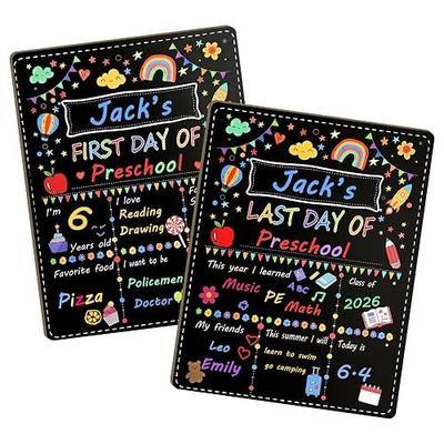 First Day Last Day of School Chalkboard Sign, 14 x 11 Inch Reusable Double-Sided School Board for Kids, Back to School Photo Prop for Preschool Kindergarten Elementary School, School Memory Keepsake Sign