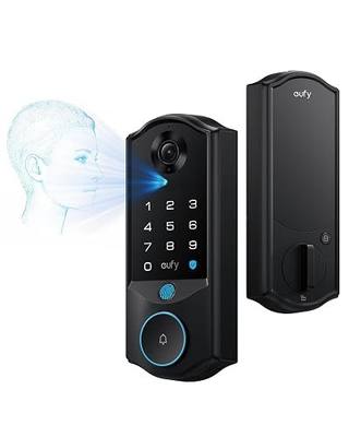 eufy Security Smart Lock E40 with Facial Recognition, 2K Camera | 3-in-1 Security: Camera, Doorbell, Face Unlocking, 32GB Built‑in Storage,Dual Power, Matter, Keyless Entry for Front Door