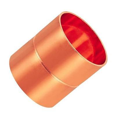 Heavy Duty Copper Coupling, 45mm (1.8") OD x 52mm (2") Length, 3mm Thick Wall Seamless Straight Pipe Fitting, 1 Pack