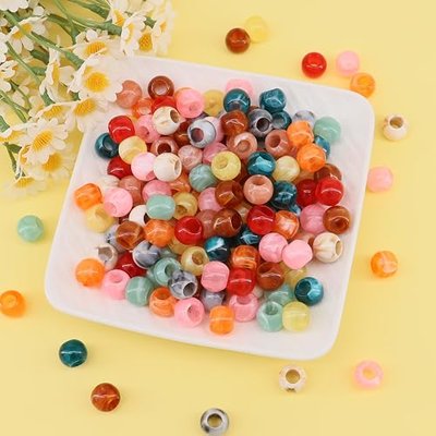 350pcs 12mm Acrylic Colorful Pop Spring Large Hole Rainbow Macrame Beads for Craft Hair DIY Project(Hole:5.5mm)