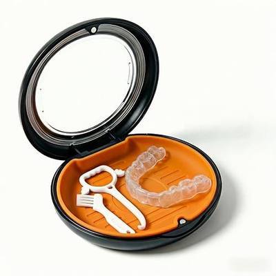 Retainer Case With Vent Holes Magnetic Closure For Aligner And Night Guard | Large Capacity Storage, Clear Lid, Removable Tray, Breathable Design, Travel Dental Case, Hygienic Retainer Organization
