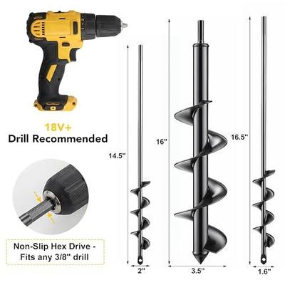 Garden Auger Drill Bit Set, 3 Pack, Fits 3/8" Hex Drill | Rust-Resistant Steel, 3 Sizes For Bulb Planting, Soil Mixing, And Digging In Loose Soil Or Clay