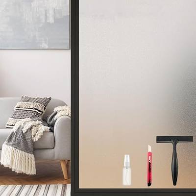 Frosted Window Privacy Film Static Cling, Removable Reusable Glass Sticker, Anti-UV Heat Blocking Decorative Window Film for Home Bathroom Bedroom with Installation Tools Frosted White 55x78inch