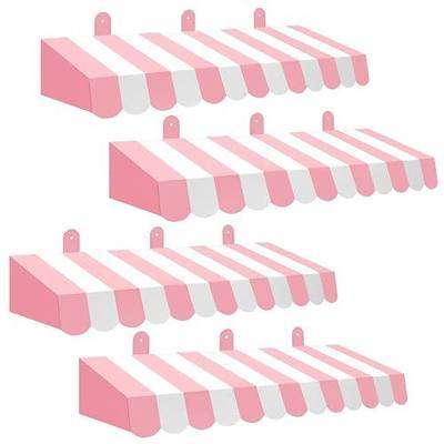4 Pieces Circus Awnings Decoration, HYMENEX 3D Pink Carnival Tent Striped Awning Wall Decorations for Carnival Circus Theme Party Supplies (Pink)