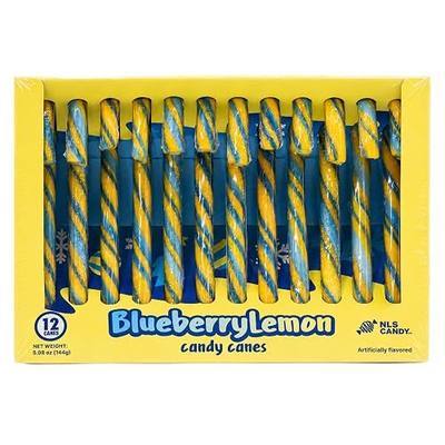 Blueberry Lemon Candy Canes, 12 Count, Sweet, Tart, and Fruity Christmas Hard Candy, Holiday, Tree Hanger