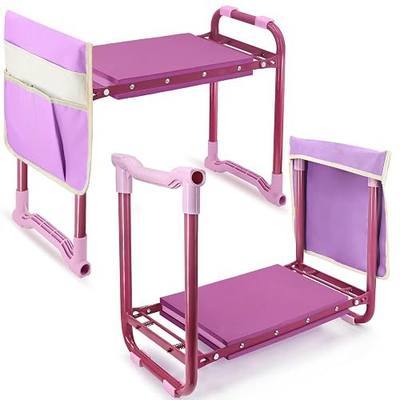 Folding Garden Stool and Kneeler, Heavy Duty Garden Kneeler and Seat, Kneeling Device for Gardening, Gardeners and Seniors (Purple)