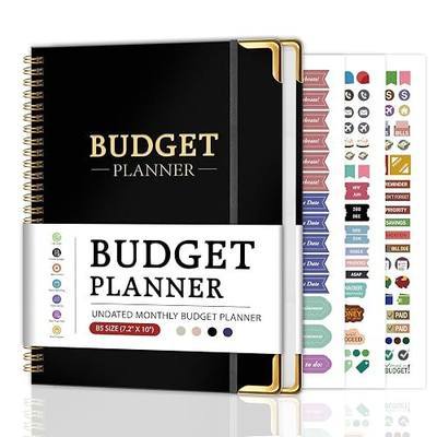 TREES Budget Planner, Undated 12-Month Bill and Expense Tracker, 7.3" x 10" | Hardcover, Metal Corner Protectors, Debt and Savings Trackers, Inner Pocket, Bonus Stickers, Twin-Wire Binding