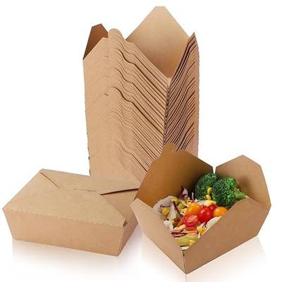 zmybcpack 50 Pack Kraft Take Out Food Boxes, 36OZ Paper To Go Boxes | Disposable Paper Food Containers for Restaurant, Catering, Noodles, Salads, Meals