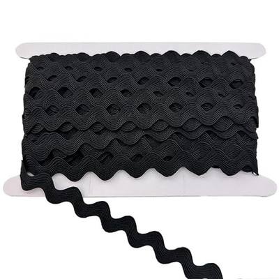 Black RIC Rac Trim 0.5 Inch 15 Yards Rick Rack Trim for Sewing Wave Bending Fringe Trim Woven DIY Clothes Dress Gift Wrapping Home Wedding Party Decoration