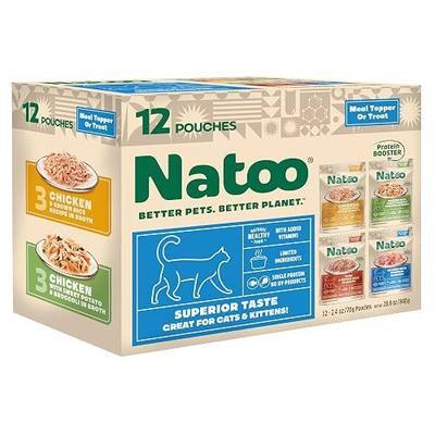 NATOO Cat Food Topper & Soft Treat Variety, 4 Flavors, 2.4 oz, 12 Pack | High Protein Gravy Mix-Ins, Limited Ingredient Recipe, For Adults and Kittens, Healthy